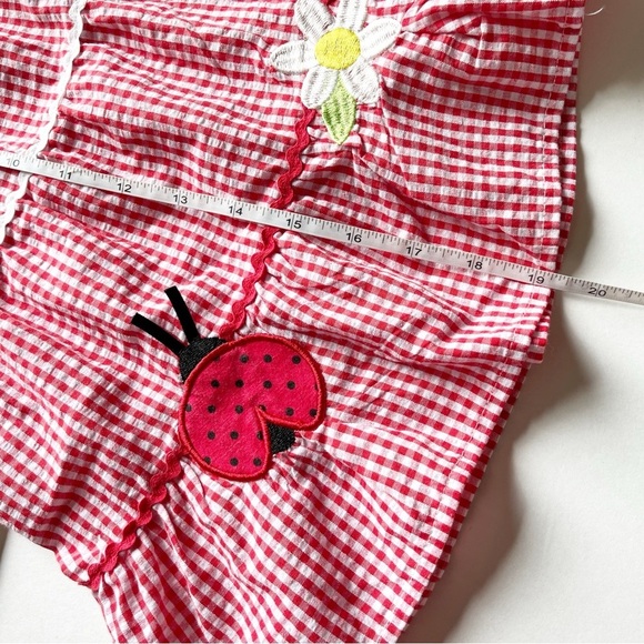 Nannette Girl’s Ladybug 2–Piece Ladybug Outfit 6 red gingham ruffle sleeveless - Picture 6 of 13